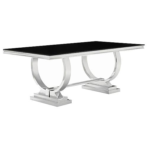 Antoine Rectangular Dining Table Chrome and Black by Coaster