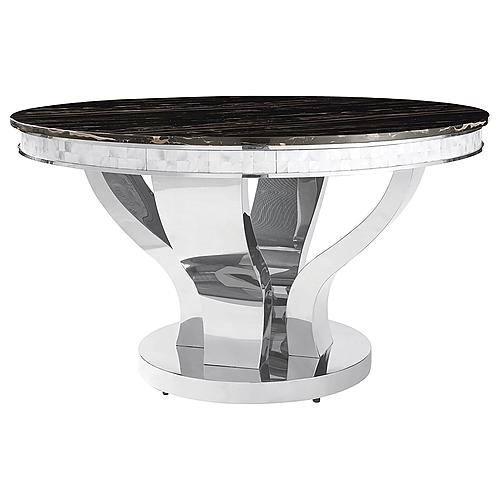 Anchorage Round Dining Table Chrome and Black by Coaster