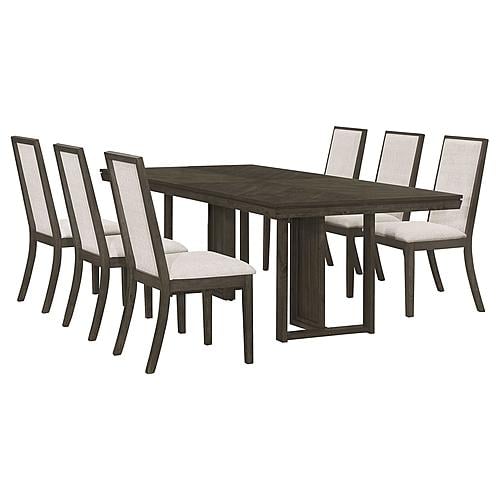 Kelly 7-piece Rectangular Dining Table Set Beige and Dark Grey by Coaster