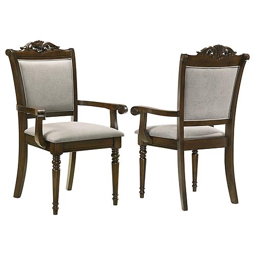 Willowbrook Upholstered Dining Armchair Grey and Chestnut (Set of 2) by Coaster