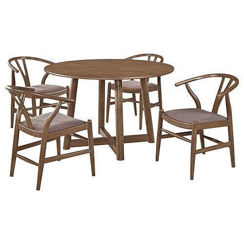 Dinah 5-piece Round Solid Wood Dining Set Walnut by Coaster