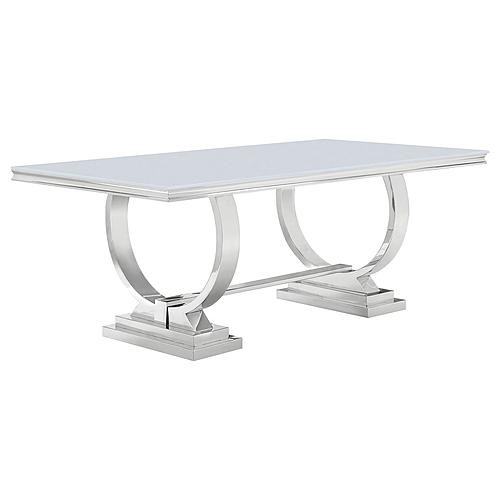 Antoine 7-piece Rectangular Dining Set Chrome and Grey by Coaster