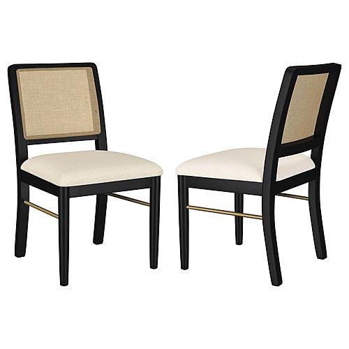 Arini Rattan Cane Dining Side Chair Black (Set of 2) by Coaster