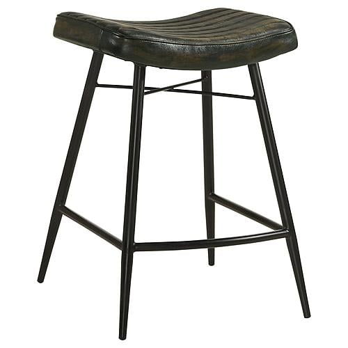 Bayu Leather Upholstered Saddle Seat Backless Counter Height Stool Antique Espresso and Black (Set of 2) by Coaster