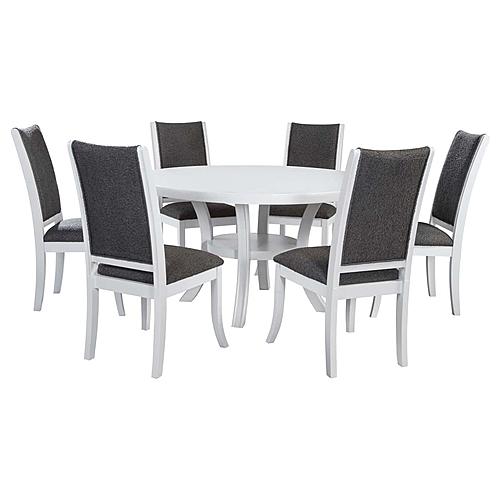 Judd 7-piece 54-inch Round Wood Dining Table Set Pearl White by Coaster