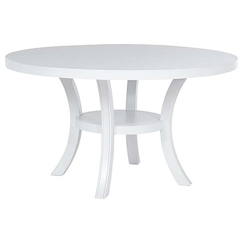 Judd 54-inch Round Wood Dining Table w/Shelf Pearl White by Coaster