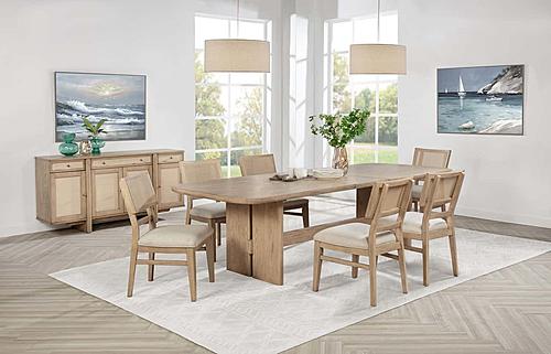 Kailani 7-piece Rectangular Wood Dining Table Set Beige Oak by Coaster
