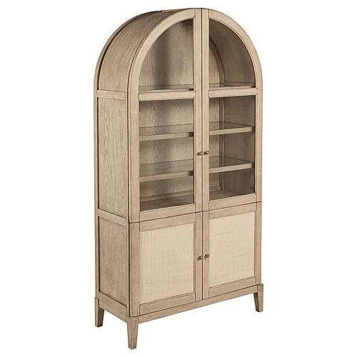 Kailani 4-Door Cane Dining Vitrine Display Cabinet Beige Oak by Coaster