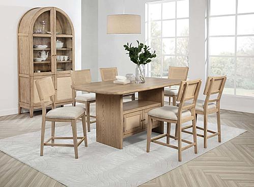 Kailani 8-piece Counter Dining Set w/Cabinet Beige Oak by Coaster