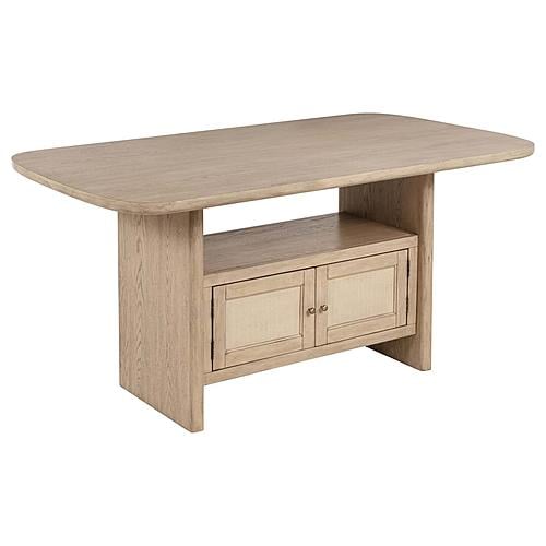 Kailani Cane Counter Height Storage Dining Table Beige Oak by Coaster