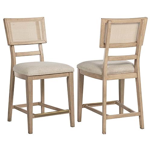 Kailani Rattan Cane Counter Side Chair Beige Oak (Set of 2) by Coaster
