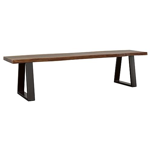 Ditman Live Edge Dining Bench Grey Sheesham and Black by Coaster