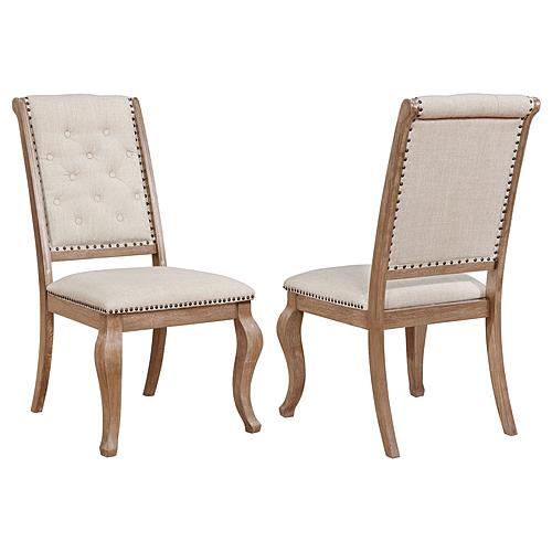 Brockway Tufted Side Chairs Cream and Barley Brown (Set of 2) by Coaster