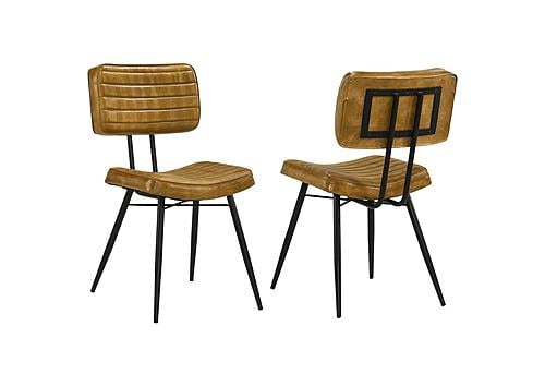 Misty Padded Side Chairs Camel and Black (Set of 2) by Coaster