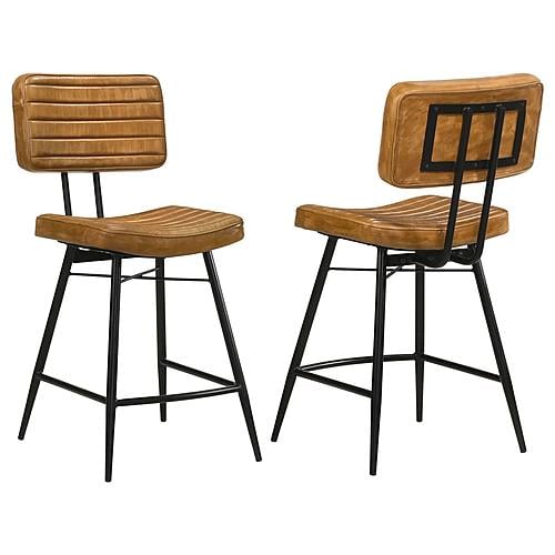 Partridge Leather Counter Chair Antique Camel (Set of 2) by Coaster