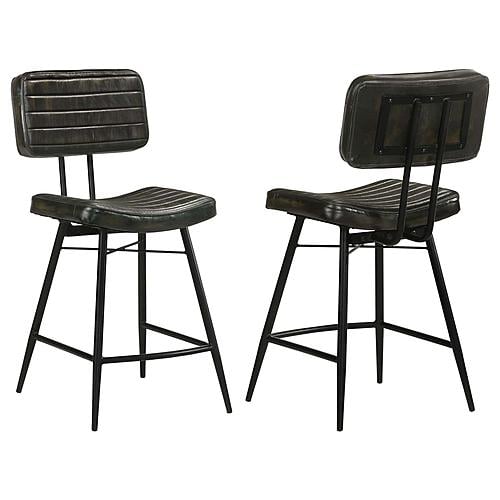 Partridge Leather Counter Chair Antique Espresso (Set of 2) by Coaster