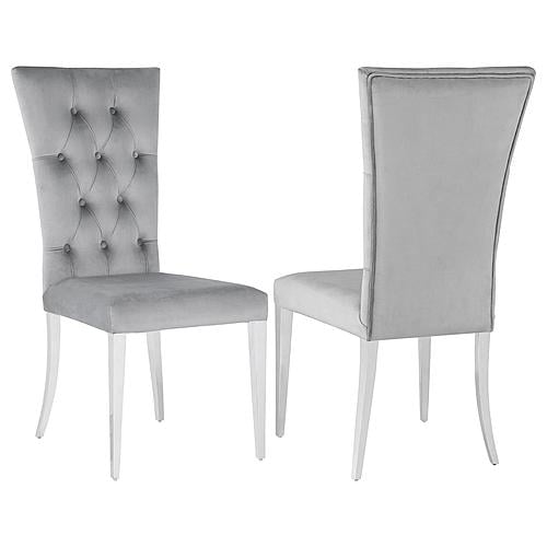 Kerwin Tufted Upholstered Side Chair (Set of 2) Grey and Chrome by Coaster
