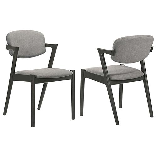 Stevie Padded Wood Dining Arm Chair Black (Set of 2) by Coaster
