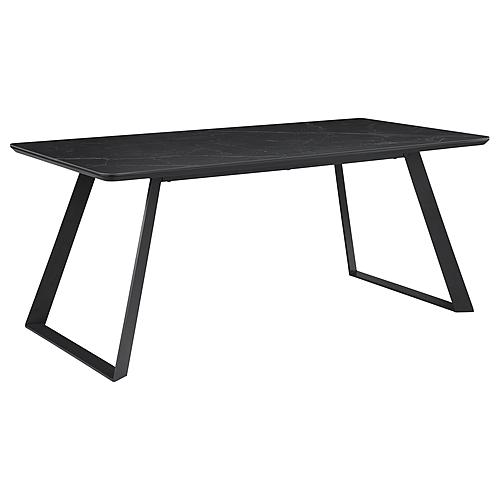 Smith Rectangle Ceramic Top Dining Table Black and Gunmetal by Coaster