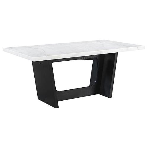 Sherry Trestle Base Marble Top Dining Table Espresso and White by Coaster