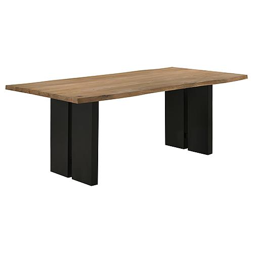Bradshaw Rectangular Live Edge Dining Table Natural Acacia and Black by Coaster