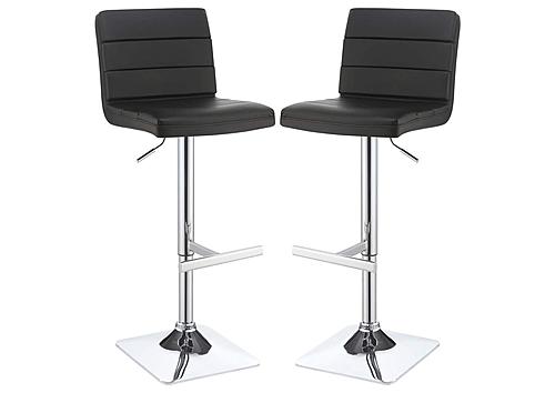 Bianca Upholstered Adjustable Bar Stools Black and Chrome (Set of 2) by Coaster