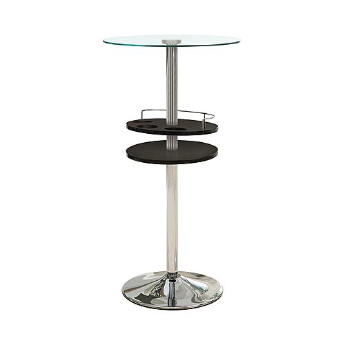 Gianella Glass Top Bar Table with Wine Storage Black and Chrome by Coaster