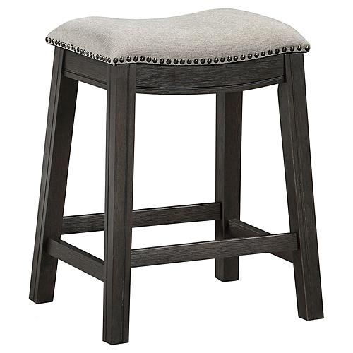 Elliston Backless Counter Height Saddle Bar Stool Dark Grey and Beige (Set of 2) by Coaster