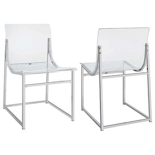 Adino Acrylic Dining Side Chair Clear and Chrome (Set of 2) by Coaster