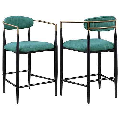 Tina Fabric Upholstered Counter Chair Green (Set of 2) by Coaster