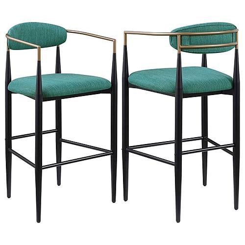 Tina Fabric Upholstered Bar Chair Green (Set of 2) by Coaster