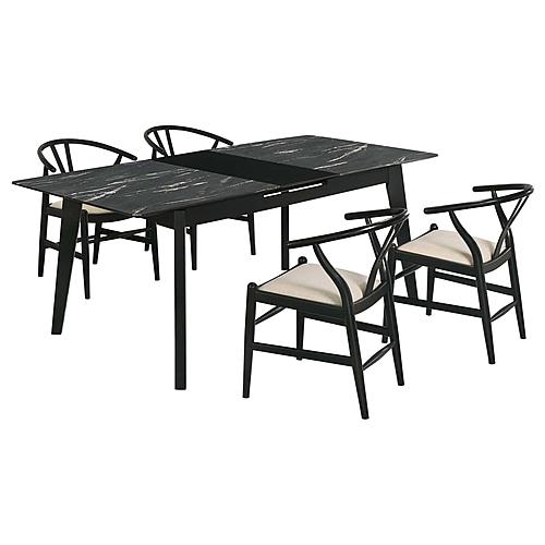 Crestmont 5-piece Extension Leaf Dining Table Set Black by Coaster