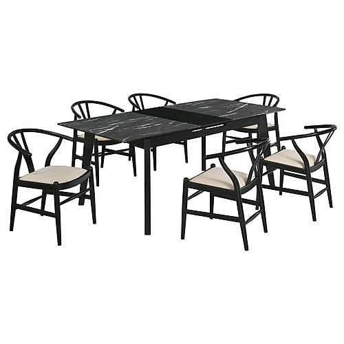 Crestmont 7-piece Extension Leaf Dining Table Set Black by Coaster