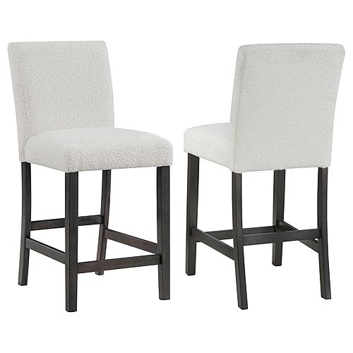 Alba Boucle Upholstered Counter Height Dining Chair White and Charcoal Grey (Set of 2) by Coaster