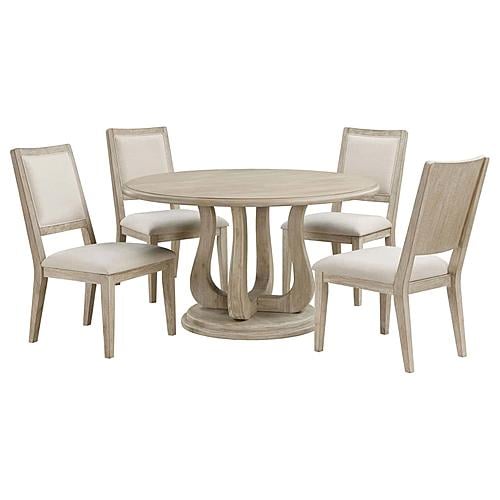 Trofello 5-piece Round Dining Table Set White Washed by Coaster