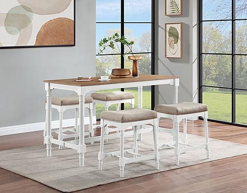 Martina 5-piece Rectangular Counter Height Dining Set with Stools Brown and White by Coaster