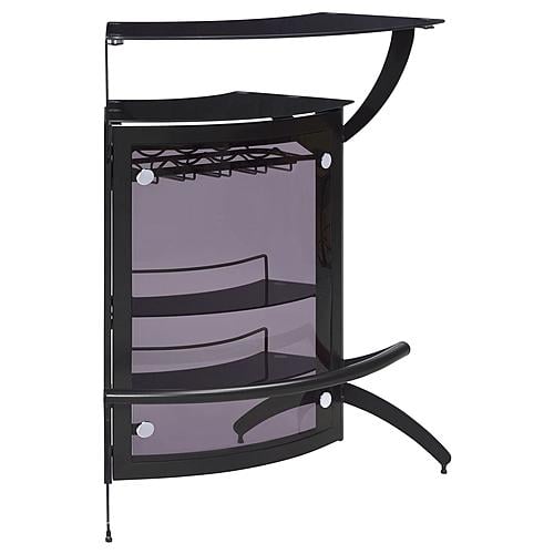 Dallas 2-shelf Home Bar Smoked and Black Glass by Coaster