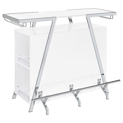 Araceli Home Bar Wine Cabinet White High Gloss and Chrome by Coaster