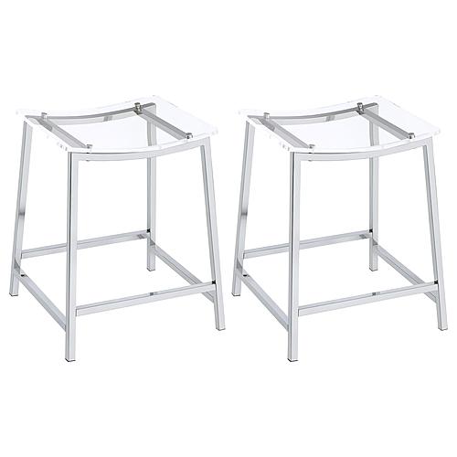 Jovani Acrylic Backless Counter Height Bar Stools Clear and Chrome (Set of 2) by Coaster