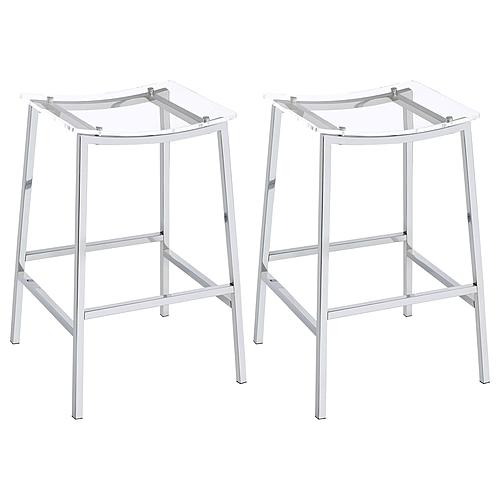 Jovani Acrylic Backless Bar Stools Clear and Chrome (Set of 2) by Coaster