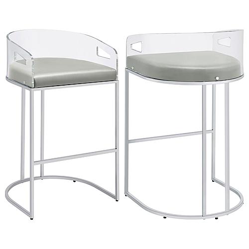 Thermosolis Acrylic Back Bar Stools Grey and Chrome (Set of 2) by Coaster