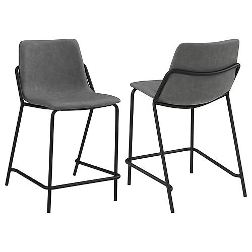 Earnest Solid Back Upholstered Counter Height Stools Grey and Black (Set of 2) by Coaster