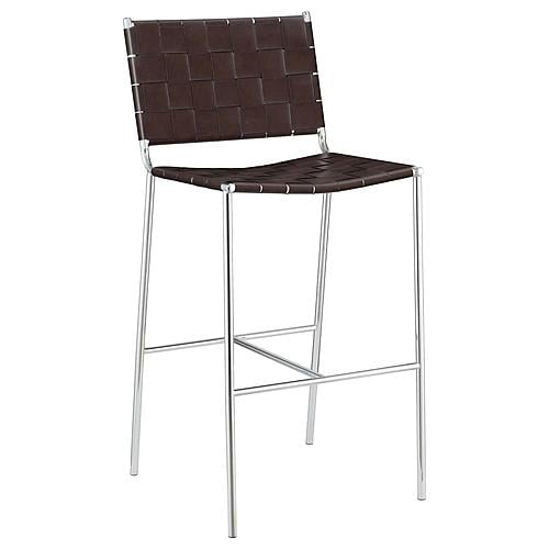 Adelaide Upholstered Pub Height Bar Stool Brown and Chrome by Coaster