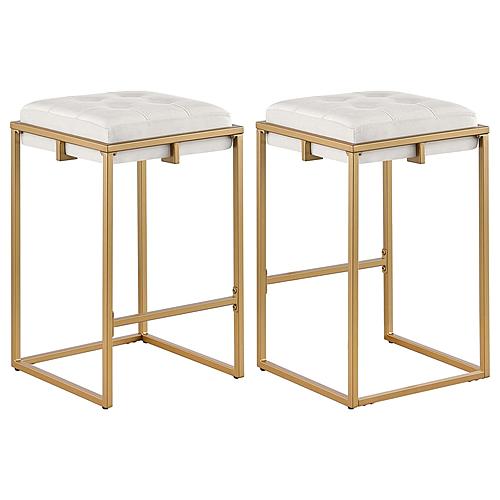 Nadia Square Padded Seat Counter Height Stool (Set of 2) Beige and Gold by Coaster