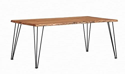 Sherman Rectangular Dining Table Natural Acacia and Matte Black by Coaster