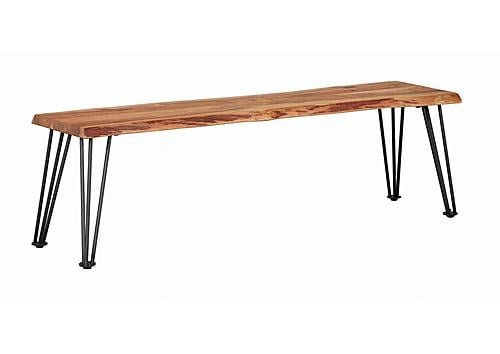 Sherman Bench Natural Acacia and Matte Black by Coaster
