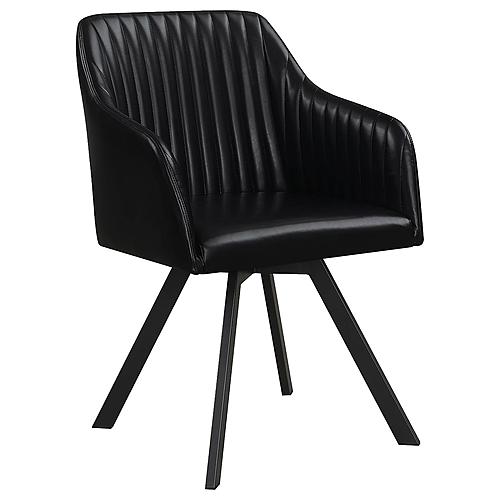 Arika Tufted Sloped Arm Swivel Dining Chair Black and Gunmetal by Coaster