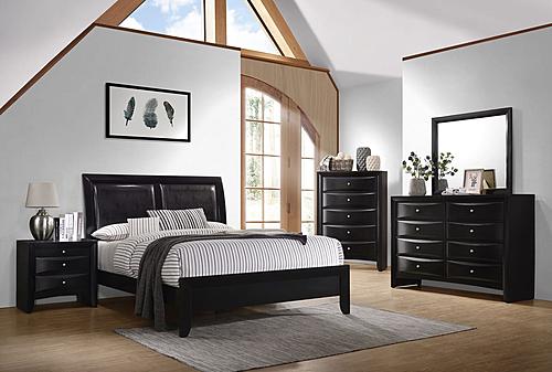 Briana 4-piece Queen Panel Bedroom Set w/Sleigh Headboard Black by Coaster