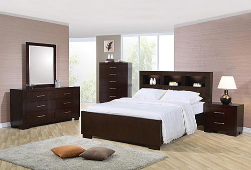 Jessica Bedroom Set w/Storage Headboard - Cappuccino by Coaster