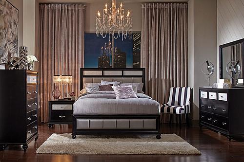 Barzini 5-piece Queen Bedroom Set w/Upholstered Headboard Black by Coaster